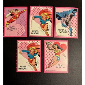 VTG 1990 DC Comics Superhero Valentines Batman Wonder Woman Supergirl The Flash